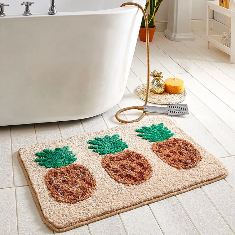 Tufted Carpet Alfombras Bathroom Mat Tapete Para Salas Fruit Pineapple Shaggy Absorbent Slip-resistant Kitchen Door Floor Decor