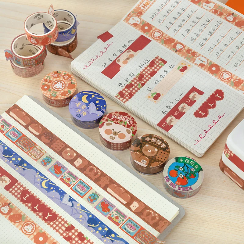 Cute Bear Cherry Washi Tapes Decorative Scrapbooking DIY Diary Album Hand Account Collage Masking Tape Kawaii Stationery