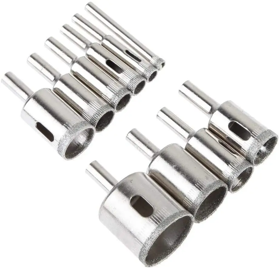 10pcs Diamond Coated Hss Drill Bit Set Tile Marble Glass Ceramic Hole Saw Drilling Bits For Power Tools 6mm-30mm