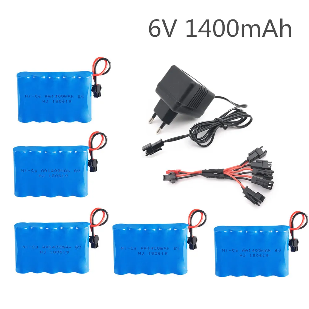 6V 1400Mah Ni-Cd Batterij Met Lader Voor Rc Cars Robots Tanks Vrachtwagens Pistool Boten Aa 2400mah 6V Oplaadbare Batterij