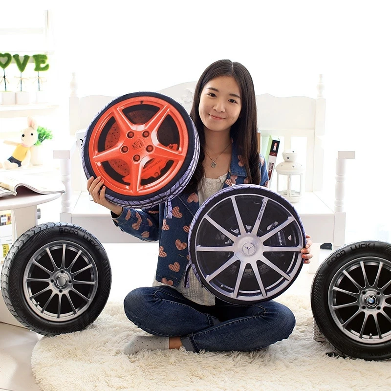 1pc 38CM 3D Personalise Automobile Wheel Tires Pillow Plush Cushion Simulate Tire Cushions With Filling