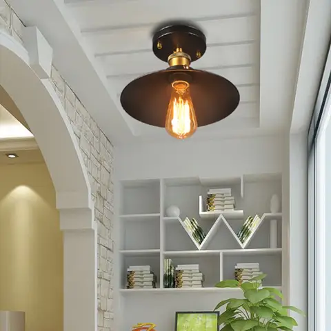 मेंगजय सीलिंग लैंप विंटेज लैंपशेड रेट्रो मेटल एडिसन पेंडेंट हैंगिंग लाइट इंडस्ट्रियल E27 लिविंग डाइनिंग रूम हॉलवे के लिए 10 best sales छत प्रकाश कवर - №9