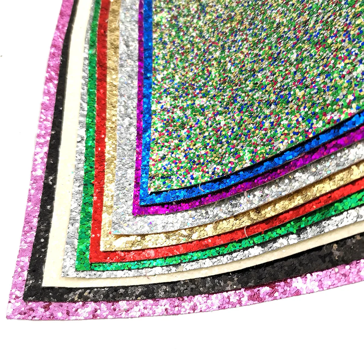 A4 Sparkly Sequin Chunky Glitter Vinyl PU Faux Leatherette Sewing Fabric Sheet iridescent Bow Craft DIY Earring Making Material