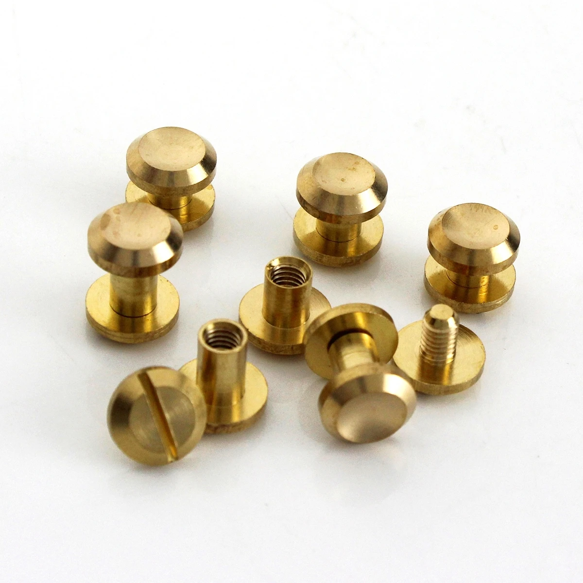 10pcs Solid Brass Concave Head  Binding Chicago Screws Nail Rivets for Photo Album Leather Craft Studs Belt Wallet Fasteners