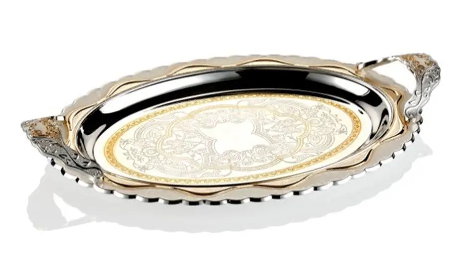 DOLBOVI tray Luxury Cabochons Auriferous White Oval Medium 42 X27Cm tray поднос plateau de service