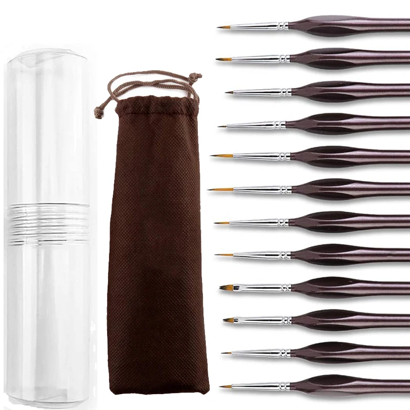 

12 шт Кисть для рисования крошечные Minatur тонкий наконечник Detai кисти для детализации, рок краска ing, акрил, акварель, масло товары для рукоделия набор