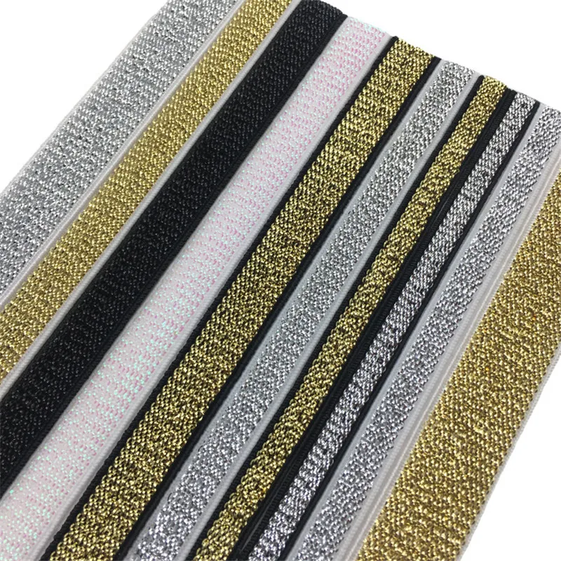 Glitter Gold Silver Elastic Bands Rubber Band Waist Band Elastic Cord Garment Trousers DIY Sewing Accessories 10/15/25/40mm 1M