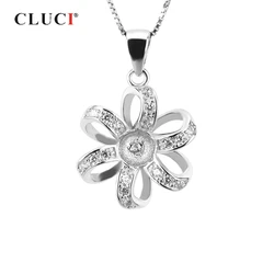 CLUCI Women Flower Silver 925 Pendant for Necklace Jewelry 925 Sterling Silver Pearl Pendant Mounting Women Jewelry SP027SB