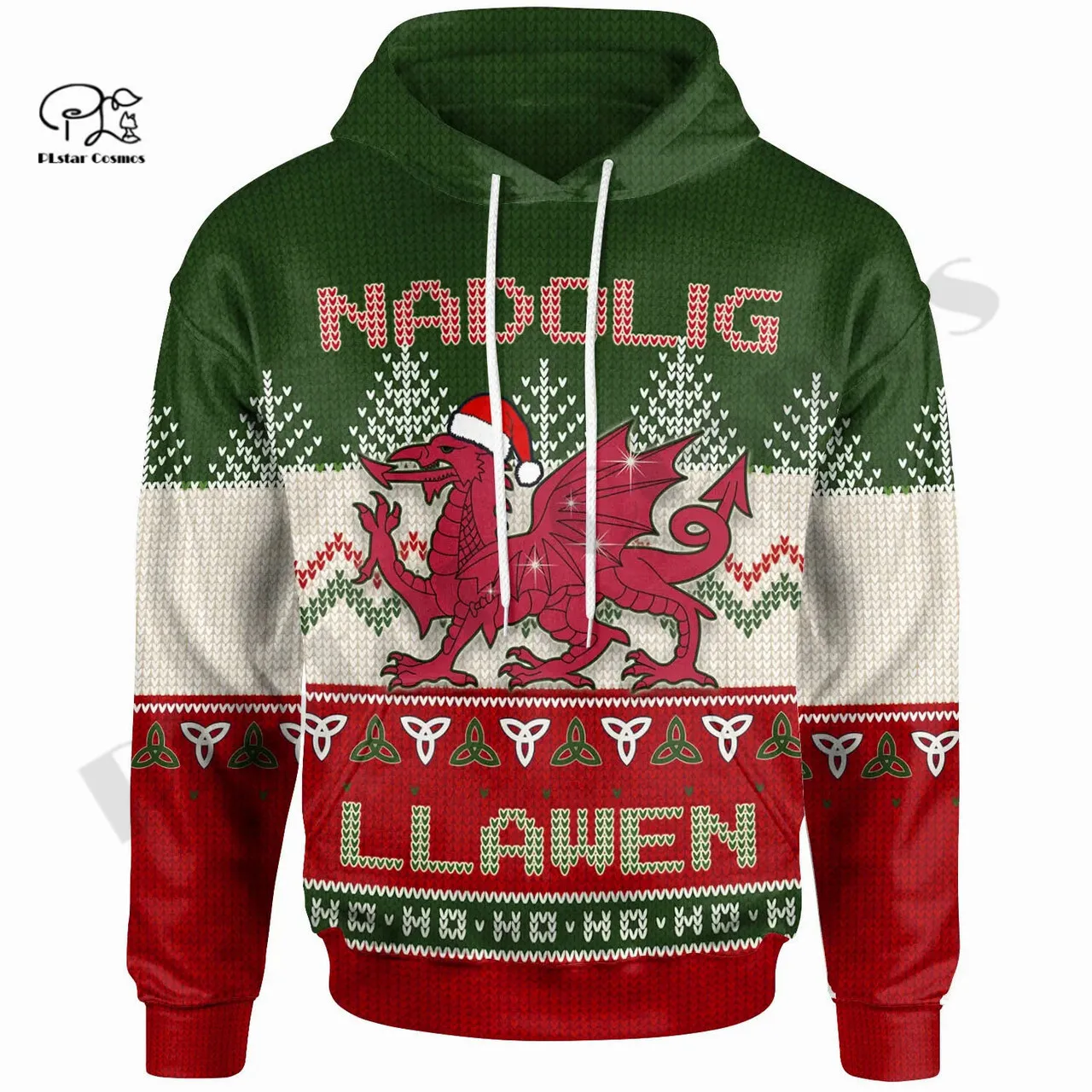 PLstar Cosmos 3DPrinted Newest Christmas Wales Celtic Dragon Gift Unique Hrajuku Streetwear Casual Hoodies/Zip/Sweatshirt B-2