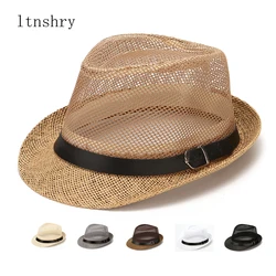 2021 New Fashion Summer Casual Unisex Beach Brim Jazz Sun Hat Panama Hat Paper Straw Women Men Cap With Breathable