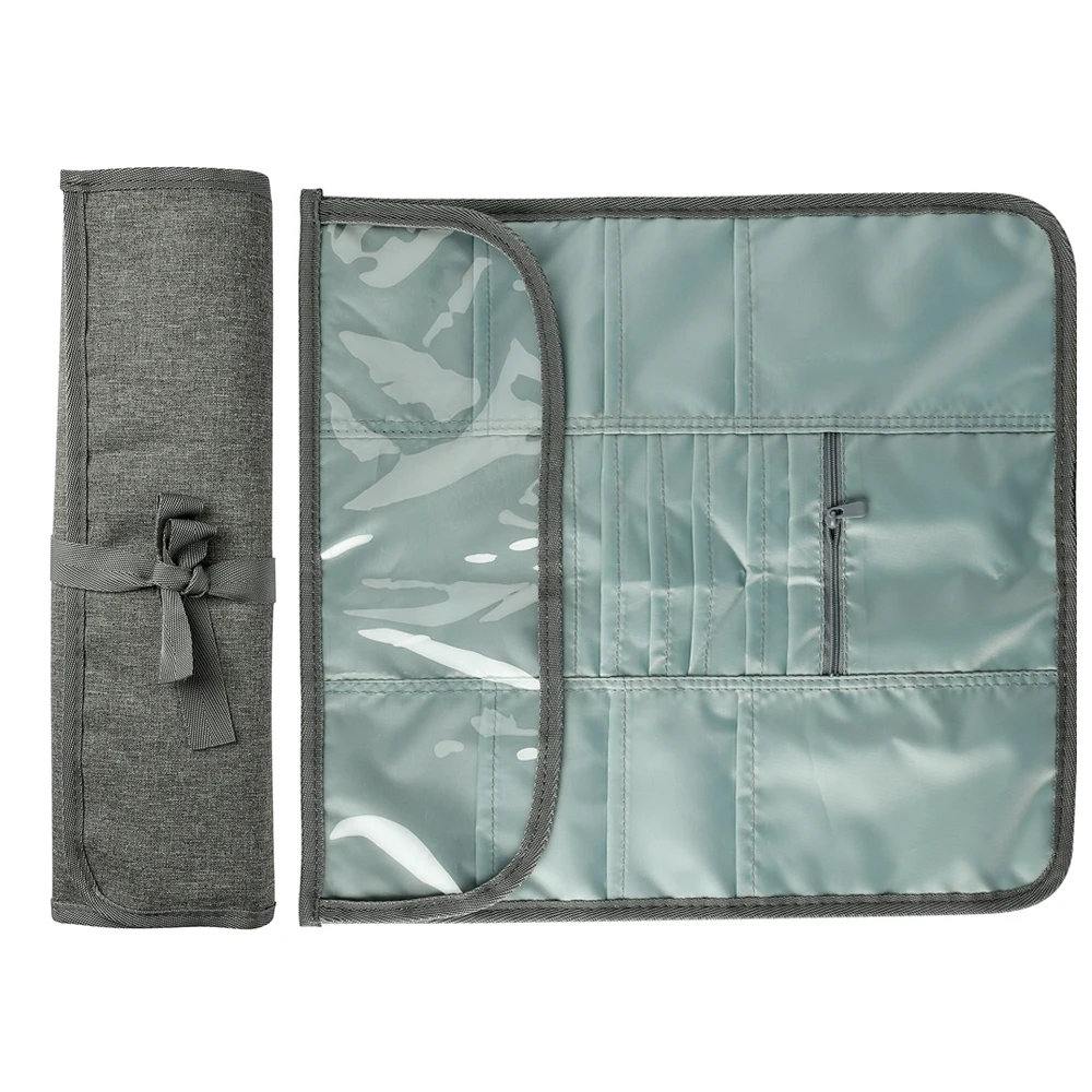 2021 Empty Knitting Needles Storage Bag With Webbing Gray Color Knitting Kit Case Organizer Bag Sewing Accessories For Women