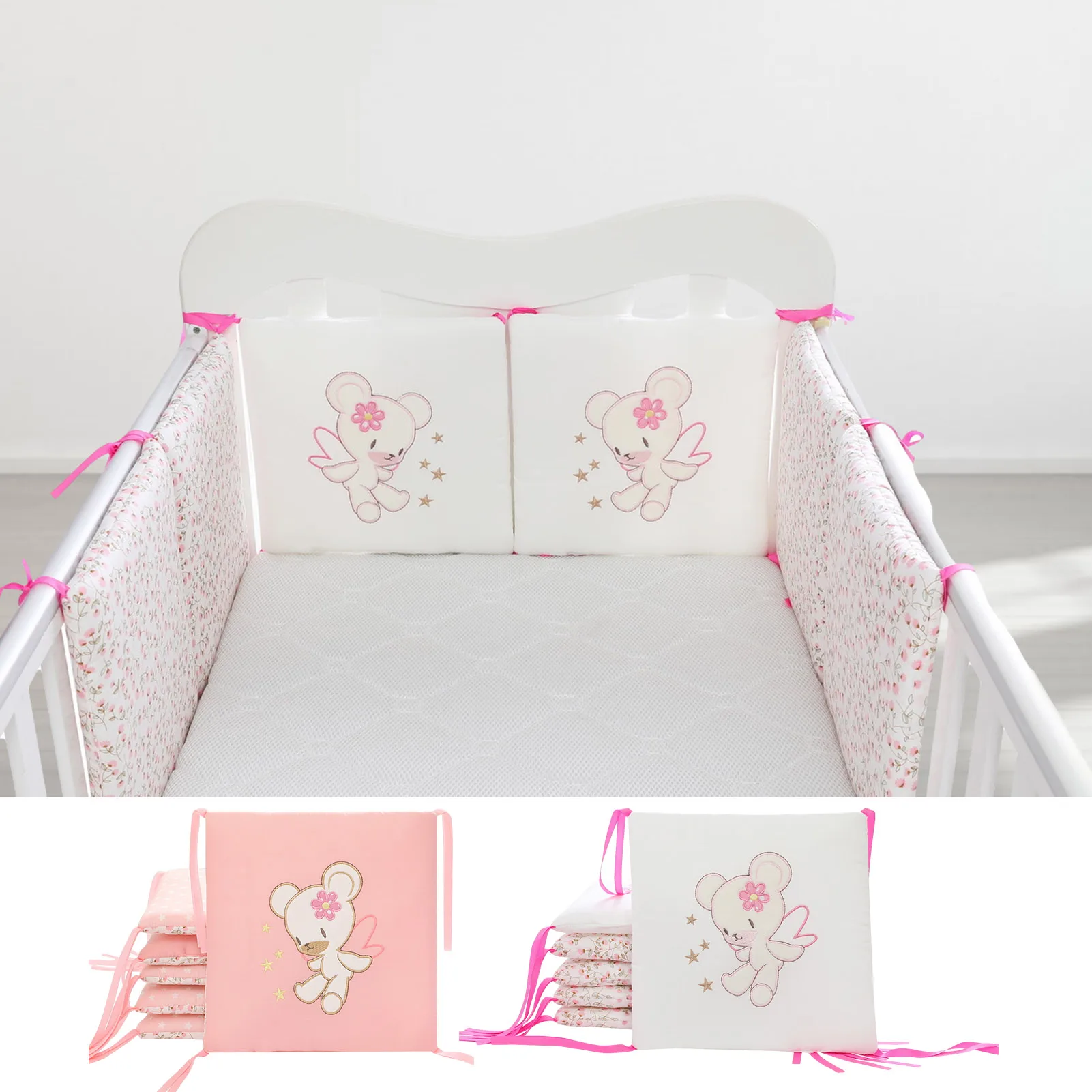 Baby Bed Bumper Crib Around Cushion Bumpers Cartoon Lovely Guard Fence Cushion Cotton Safety Protection