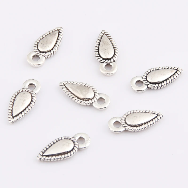 150pcs Silver Color 12x5mm Water Drop Charms Oval Shaped Pendant Fit DIY Handmade Metal Alloy Jewelry Making Finding Supplies