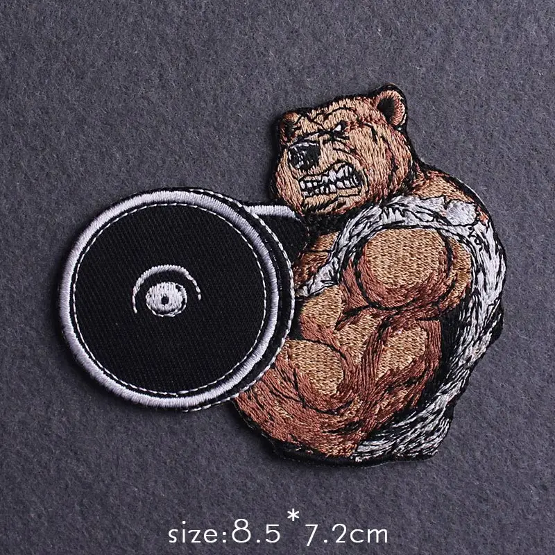 Bear Patch Embroidery Patch  Iron On Patches For Clothes Animal/Punk Lion Embroidered Patches For Clothing Jacket Stripes Badge