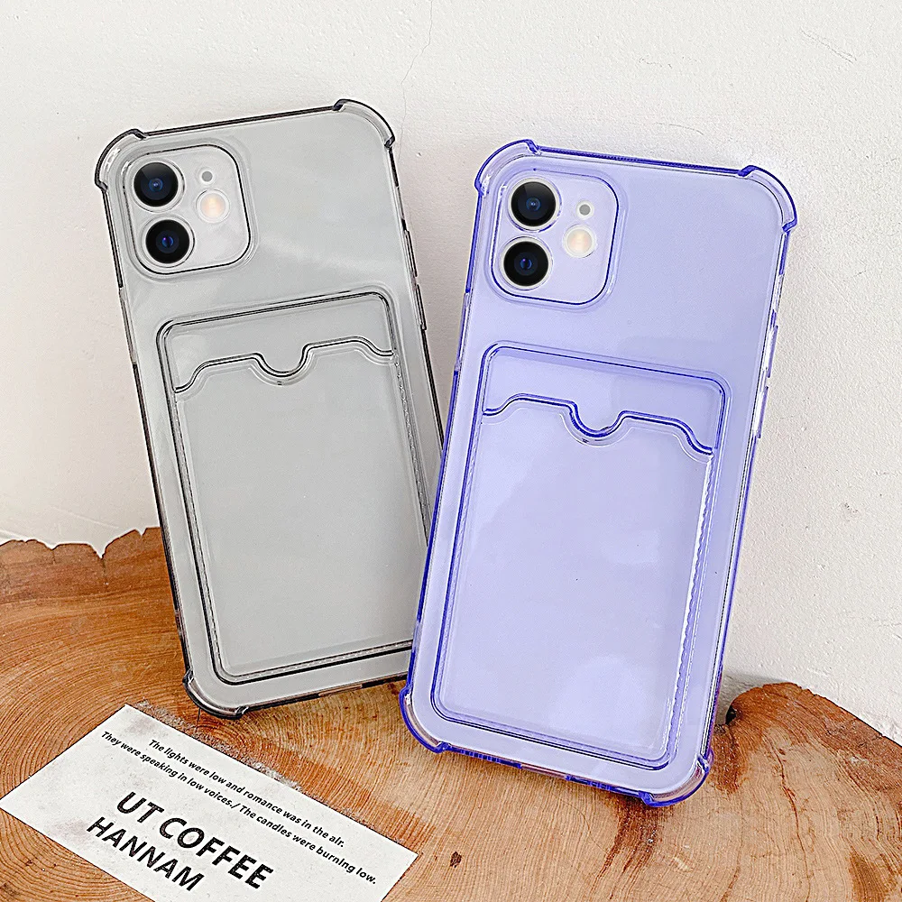 Transparent Soft Mobile Phone Protective Case Cover With 3 Inch Instax Mini Photo/ Credit Card Pockets For iphone X/XS