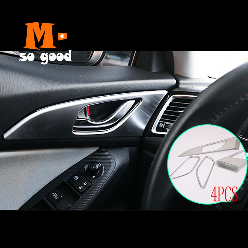 2013 2014 2015 2016 For Mazda 3 Axela Car ABS Chrome Inner Door Bowl Handle Cover Garnish Trim Auto Styling Accessories Sticker