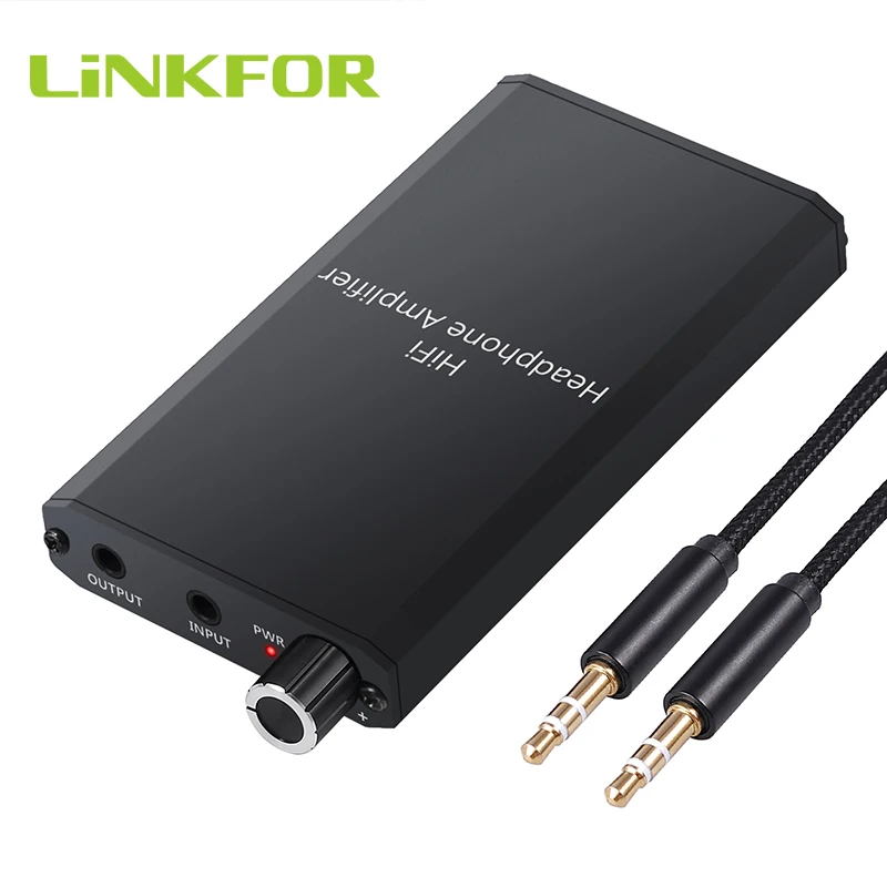 LiNKFOR портативный усилитель для наушников Hi-Fi, 1000 мА ч, двухступенчатый Переключатель усиления, аудиокабель для наушников 16-300 Ом