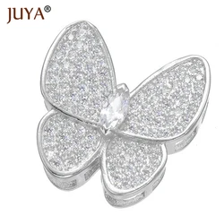 Hand Made Jewelry Accessories Copper Zircon Crystal Butterfly Spacer Charm Decoration Connectors For Jewelry Making Fittings