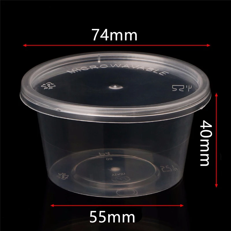 5/10pcs 100ml Disposable Plastic Takeaway Sauce Cup Containers Food Storage Box With Lids Pigment Paint Box Palette Reusable