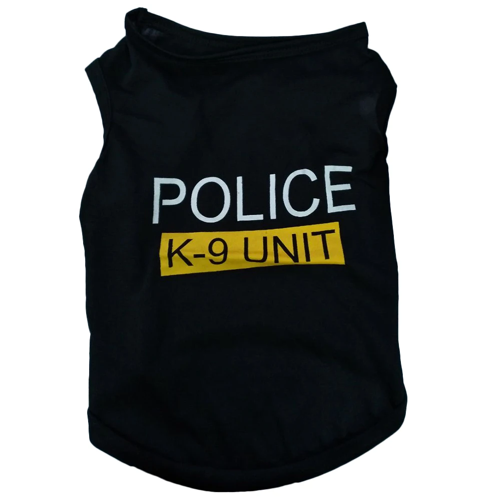 Police Suit Cosplay Dog Clothes Black Elastic Vest Puppy T-Shirt Coat Accessories Apparel Costumes Pet Clothes For Dogs Cats