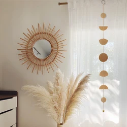 Gold Metal Moon Phase Wall Hanging Boho Home Decor Crafts Modern Phases Decoration Art Wall Decor for Bedroom Living Room Gift