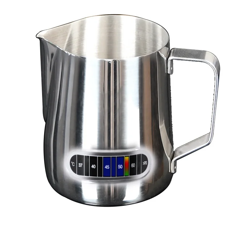 350/600ML Stainless Steel Milk Frother Pitcher with Thermometer Indicator Milk Pitcher Barista Coffe Latte Art Cup Milk Jug