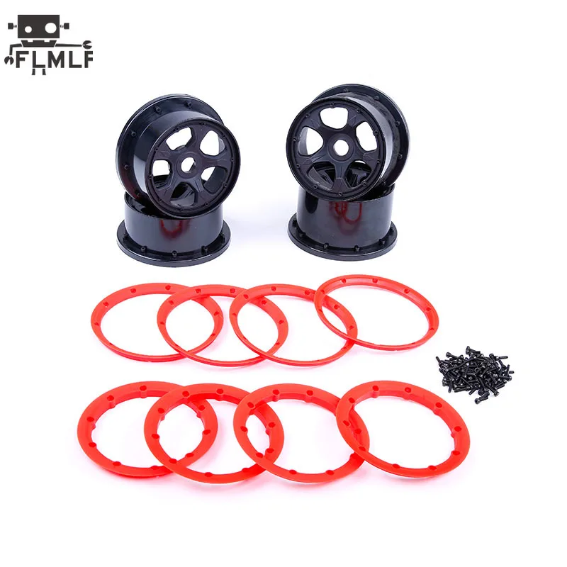 Plastic Front Rear Wheel Hub with Inside Outside Beadlocks Ring & Screws Kit Fit 1/5 HPI ROFUN ROVAN KM MCD BAJA 5B RC CAR Parts