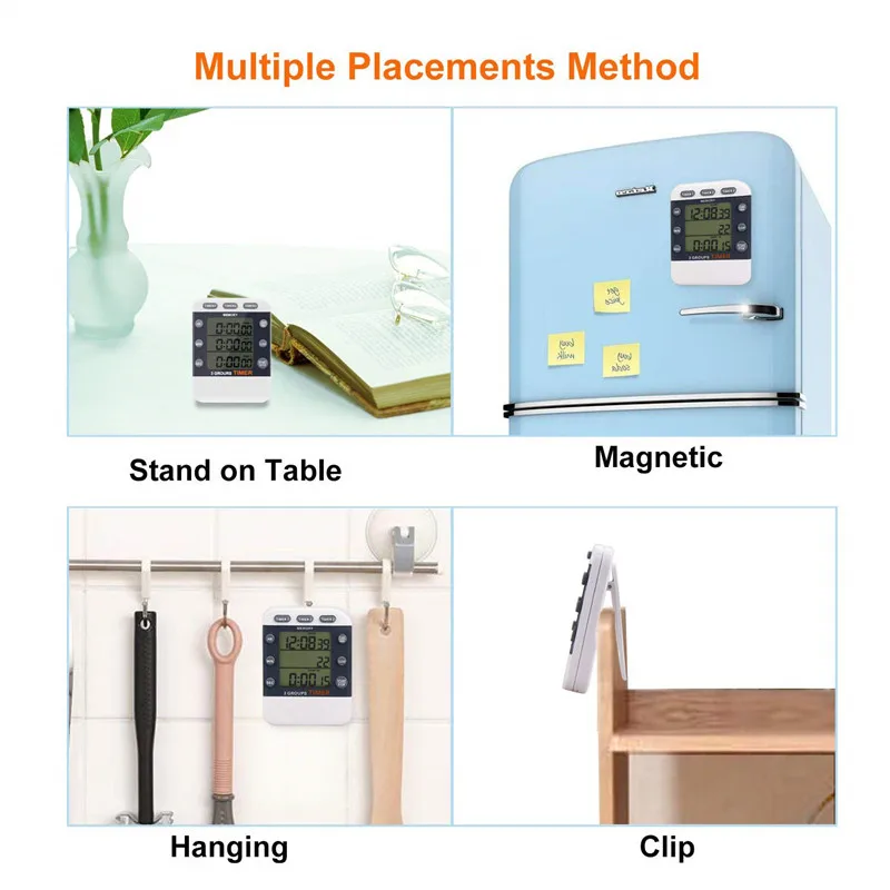 Stoper cyfrowy 99 godzin TripleCount w dół/w górę zegar kuchnia czasomierz kuchenny z duży wyświetlacz LCD głośny Alarm wspornik magnesu