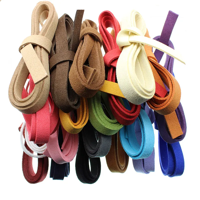 

2M 10mm Width Flat Faux Suede Leather Cord Korean Velvet Leather Rope String for DIY Bracelet Necklace Jewelry Making Findings