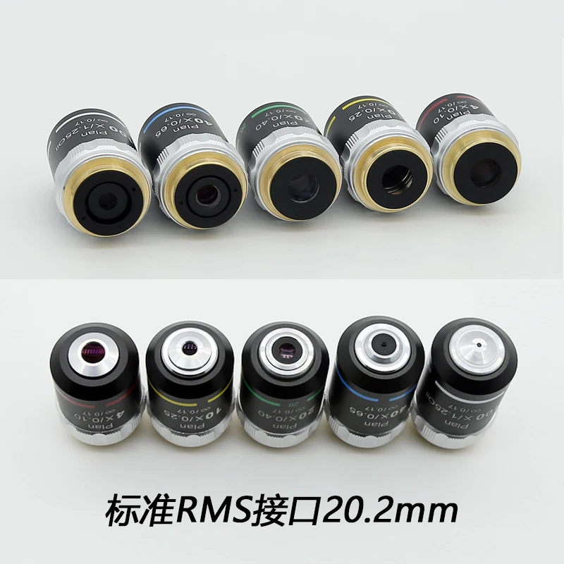 4X 10X 20X 40X 100X Achromatic Infinity Objective Lens with RMS Mounting for Biological Microscope Zeiss Olympus Microscope