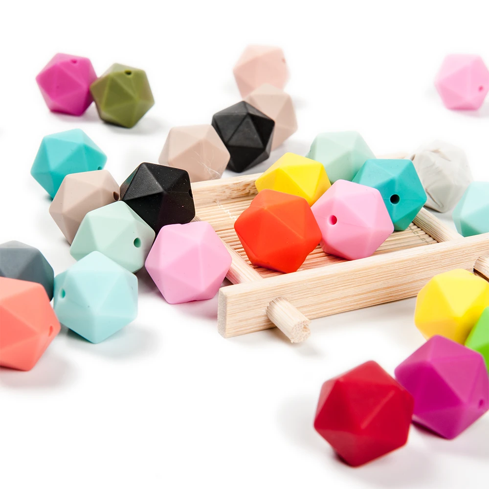 Dễ Thương-Ý Tưởng 10 14Mm Icosahedron Silicone Hạt Mọc Răng Đồ Chơi Cho Bé Sơ Sinh DIY Núm Vú Giả Dây Xích Phụ Kiện Cho Bé Hàng không Chứa BPA