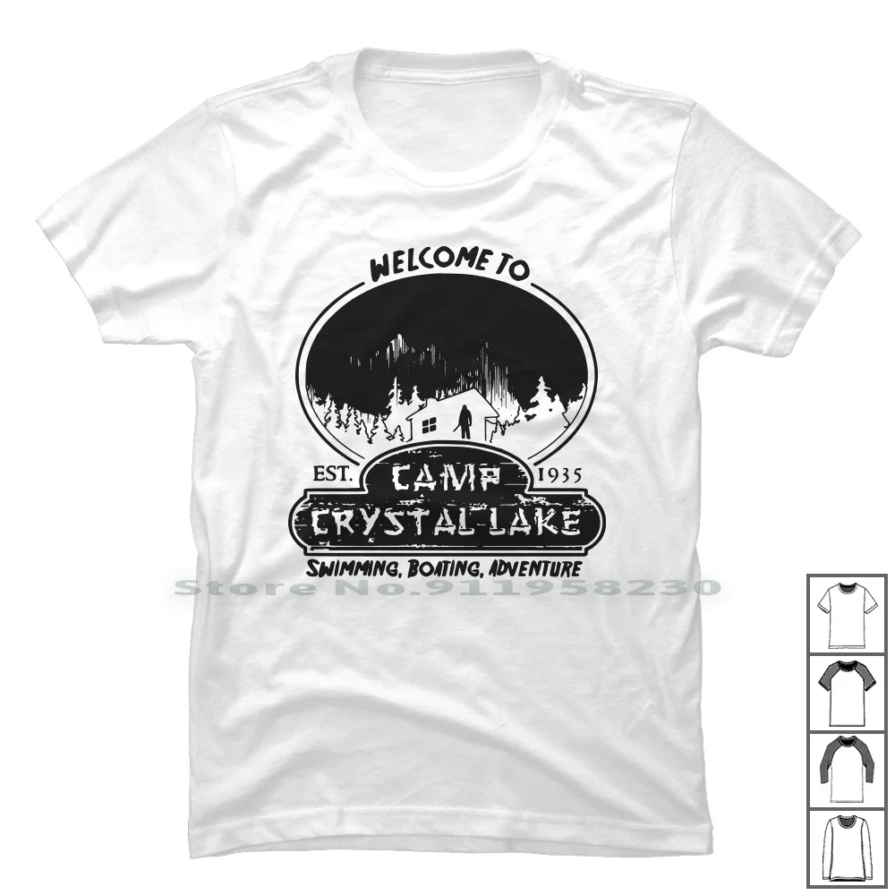 Camp Crystal Lake Est 1935 T Shirt 100% Cotton Adventure Popular Crystal Boating Trend Ture Ping 1935 Lake Camp End Cam