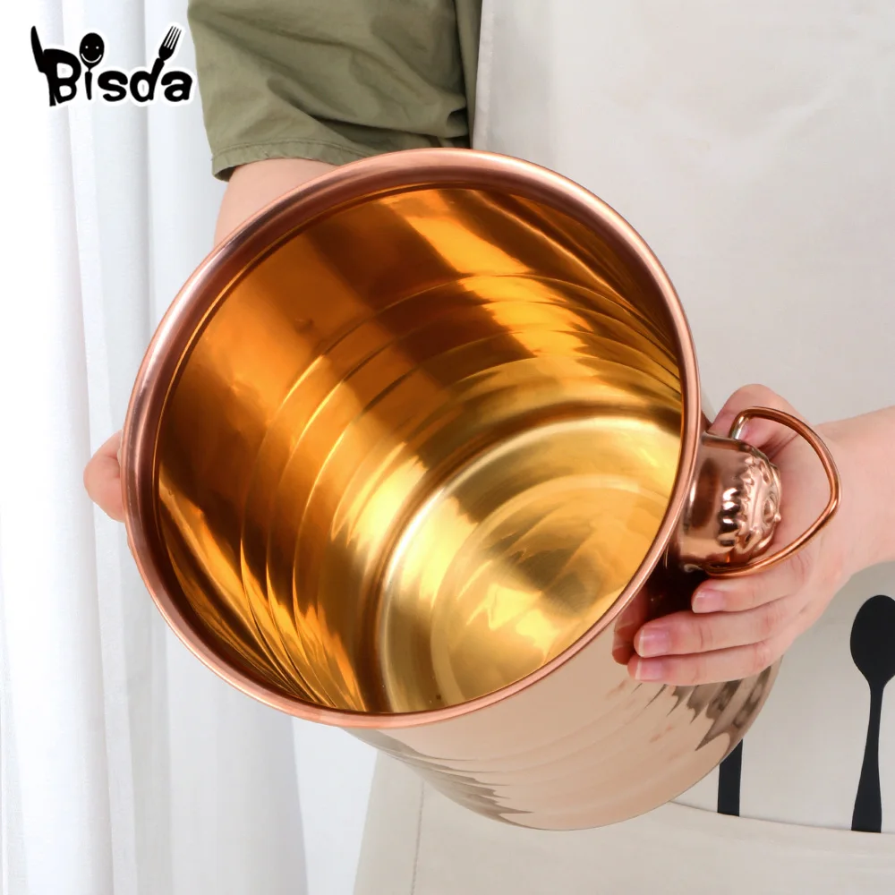 Stainless Steel Champagne Bucket, Wine Chiller, Bottle Ice Barrel Cooler, Champagne Beer Ice Cube Container, Lovely Earing, 1Pc