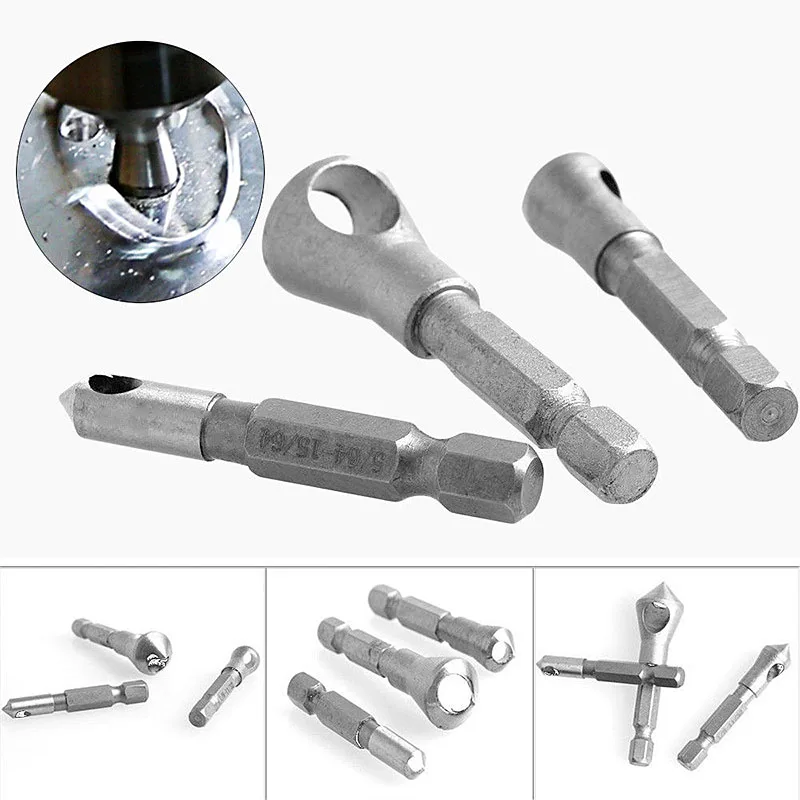 3Pcs Set HSS Countersink Deburring Drill Bit Metal Taper Hole Saw Cutter Chamfering Power Drills Hand Tool Bits Cutting