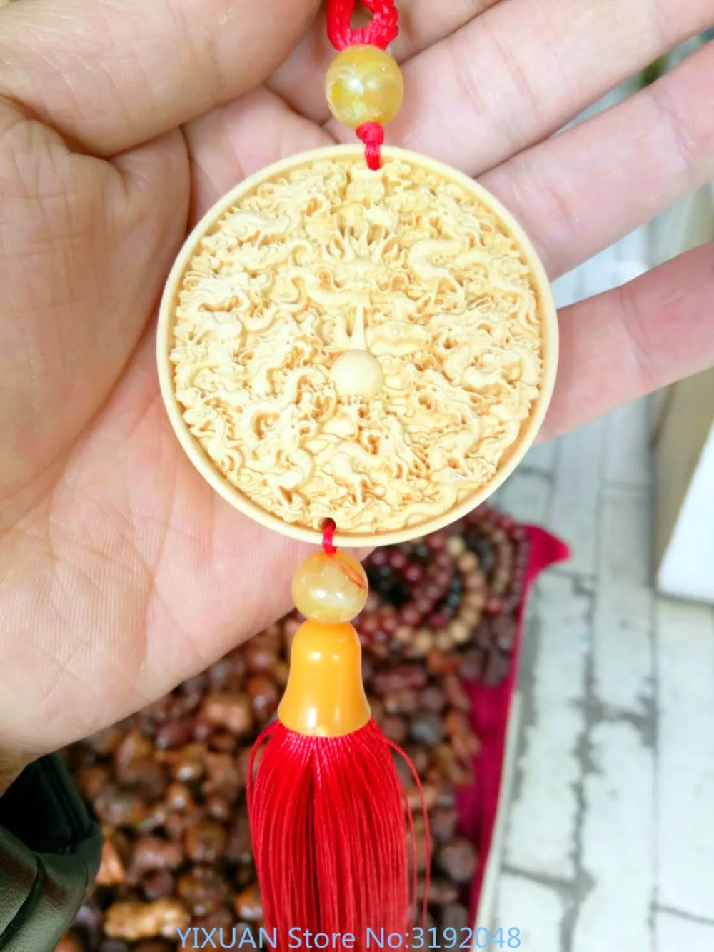 Natural boxwood Jiulong Xizhu car pendant Jiulongbi safety car pendant car interior decoration