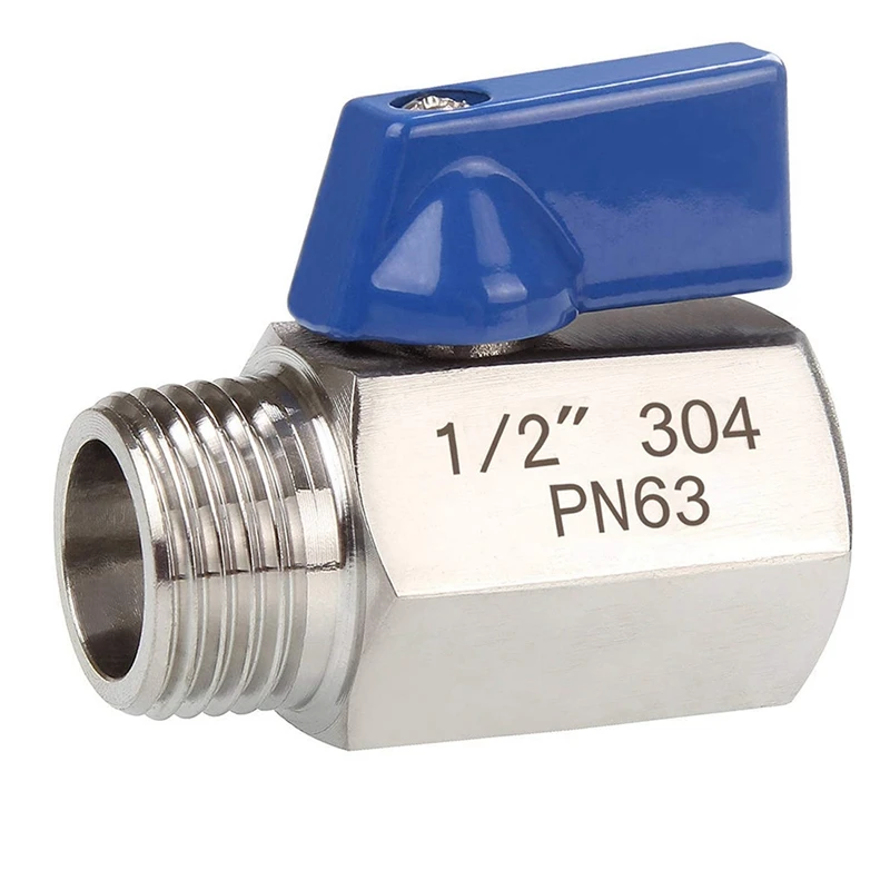 

Ball Valve 1/2 inch 304 Stainless Steel Mini Ball Valve Female and Male NPT Great for Shower Head Flow Control Valve