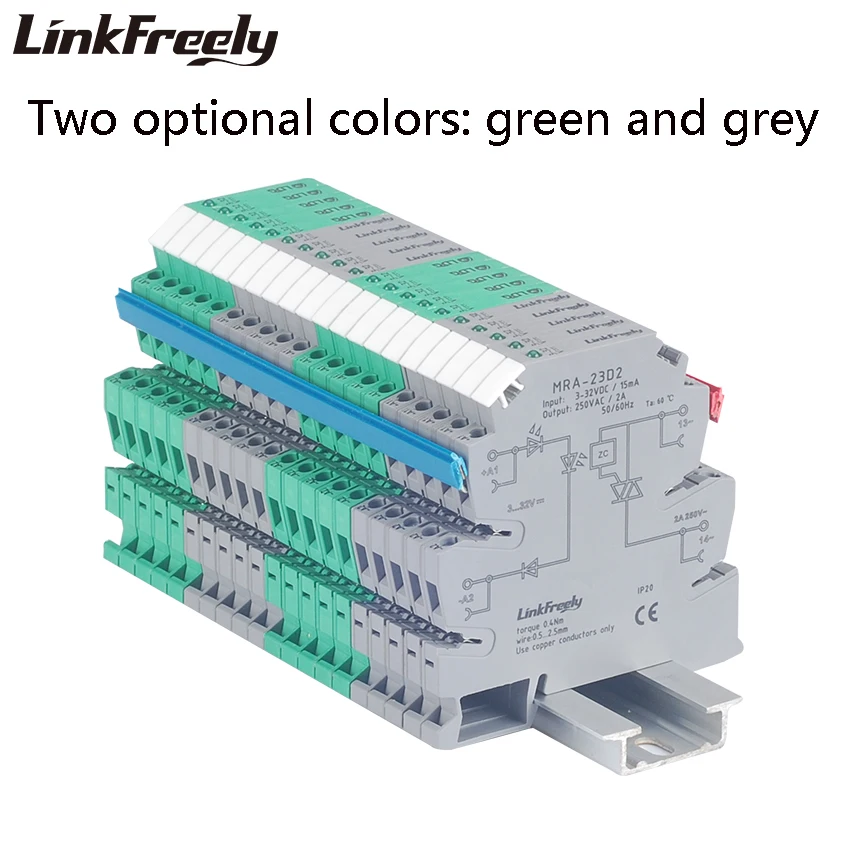 MRA-23D2 10pcs 2A SSR Solid State Relay Module Board DC AC Input: 3V 5V 12V 24VDC PLC Interface Voltage Relay Switch Din Rail