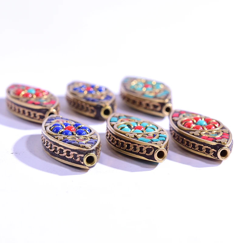 Vintage Tibetan Beads Nepal Indian Metal Pendant Ornaments Handicraft Accessories Necklace Vintage Beads For Jewelry Making