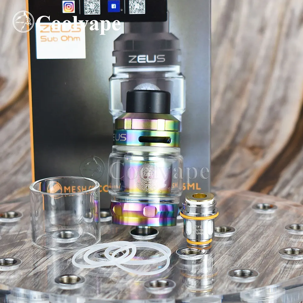 Vape Zeus sub ohm rta 고품질 탱크, 용량 2ml, 5ml, 316ss 분무기, Zeus rta x/Zeus rta x 메쉬 탱크