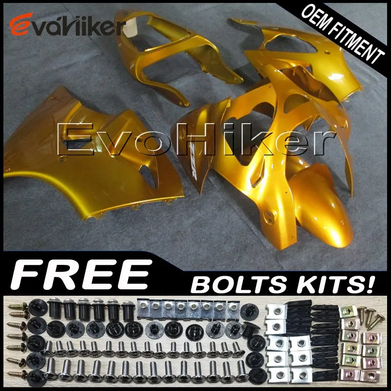 

Custom motorcycle fairing for ZX-6R 2000 2001 2002 gold ZZR600 05-08 ABS motor panels Body Kit Injection mold+gifts