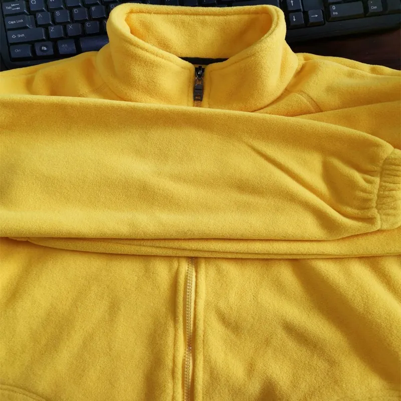 Exquisite Long Sleeve Grain Fleece Jacket For Women Hoody Spring Autumn Casual Zip-up Pocket Turtleneck Sweatshirt Yellow