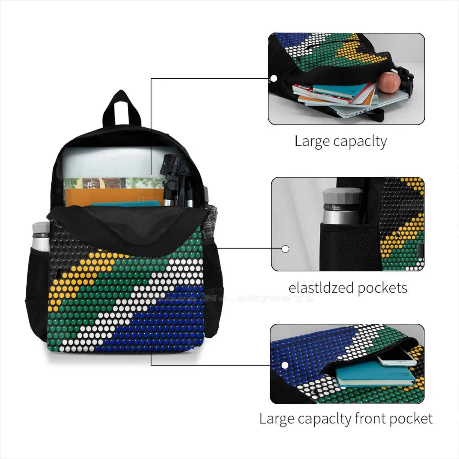 South Africa Flag Traditional Beadwork Effect New Arrivals Satchel Schoolbag Bags Backpack South Braai African Beadwork