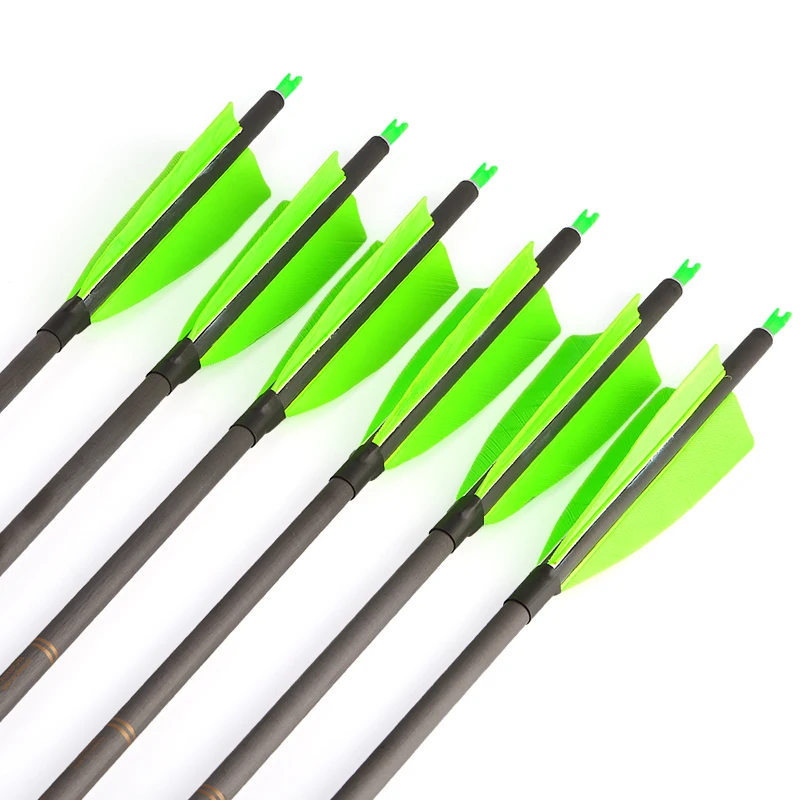 6/12pcs Archery Carbon Arrows 4inch Turkey Feather 35inch Spine 400 Recurve Compound Hunting Bow Shooting Hunting Accessories