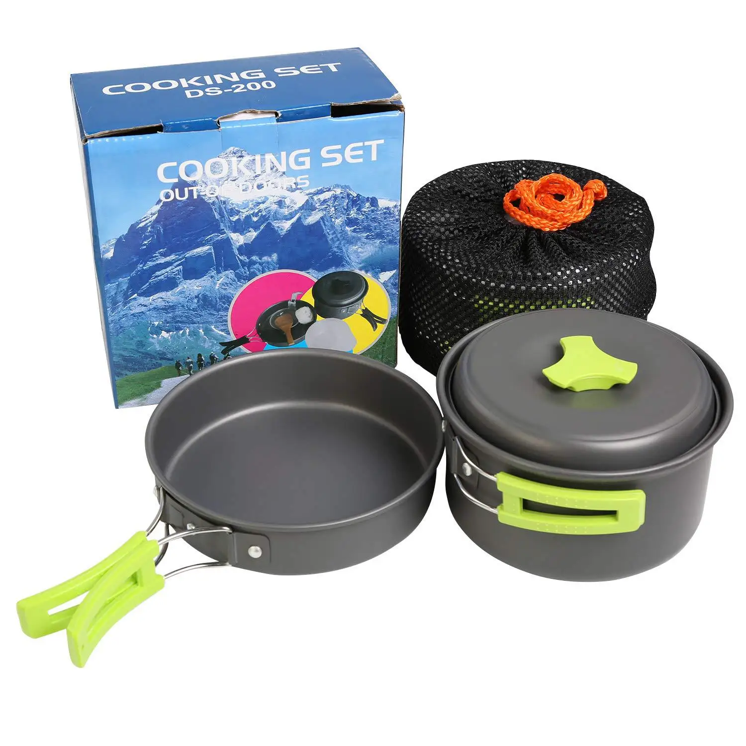 2-3 Person Outdoor Cookware Set DS200 Camping Cooking Pot Pan Bowl Set