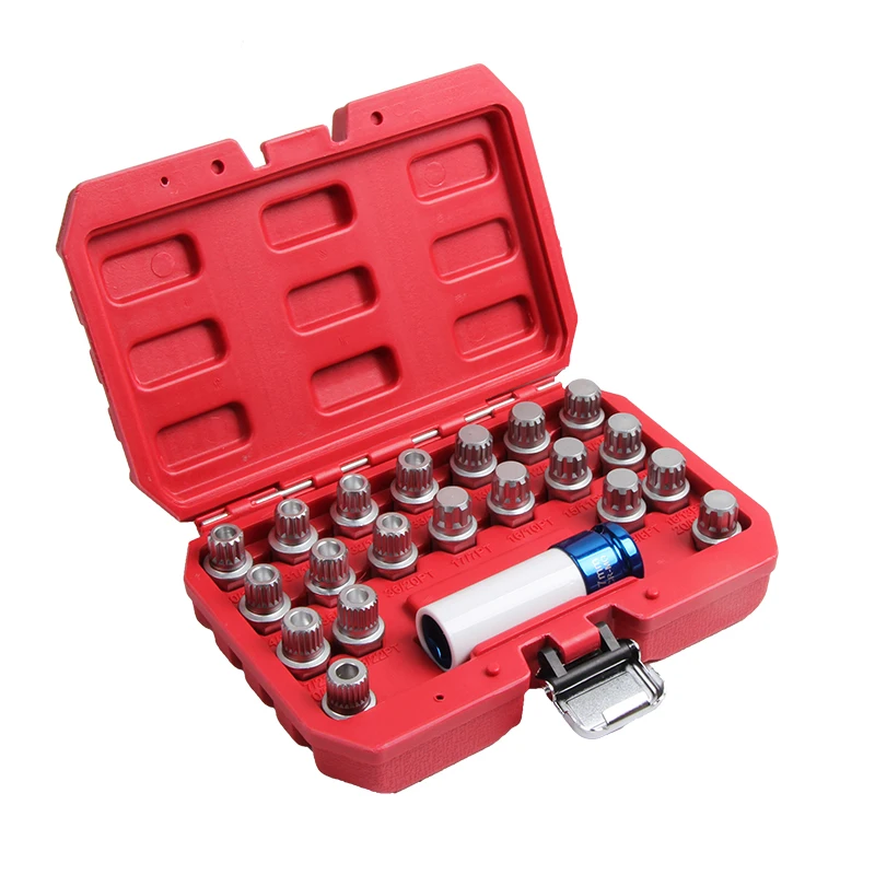 21pcs Wheel Lock Screw Socket Set for BMW Wheel Locking Key Removal Tool Kit Anti-Theft Lug Nut Screw Socket,Viktec VT13768A