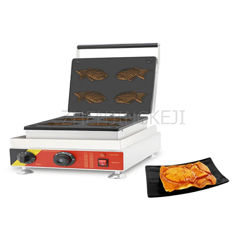 Waffle Pan Machine 4 Molds Fish Shaped Non-stick Pan Gourmet Snack Shop Equipment Pancake Maker Croissant Sea Bream 220V/2400W