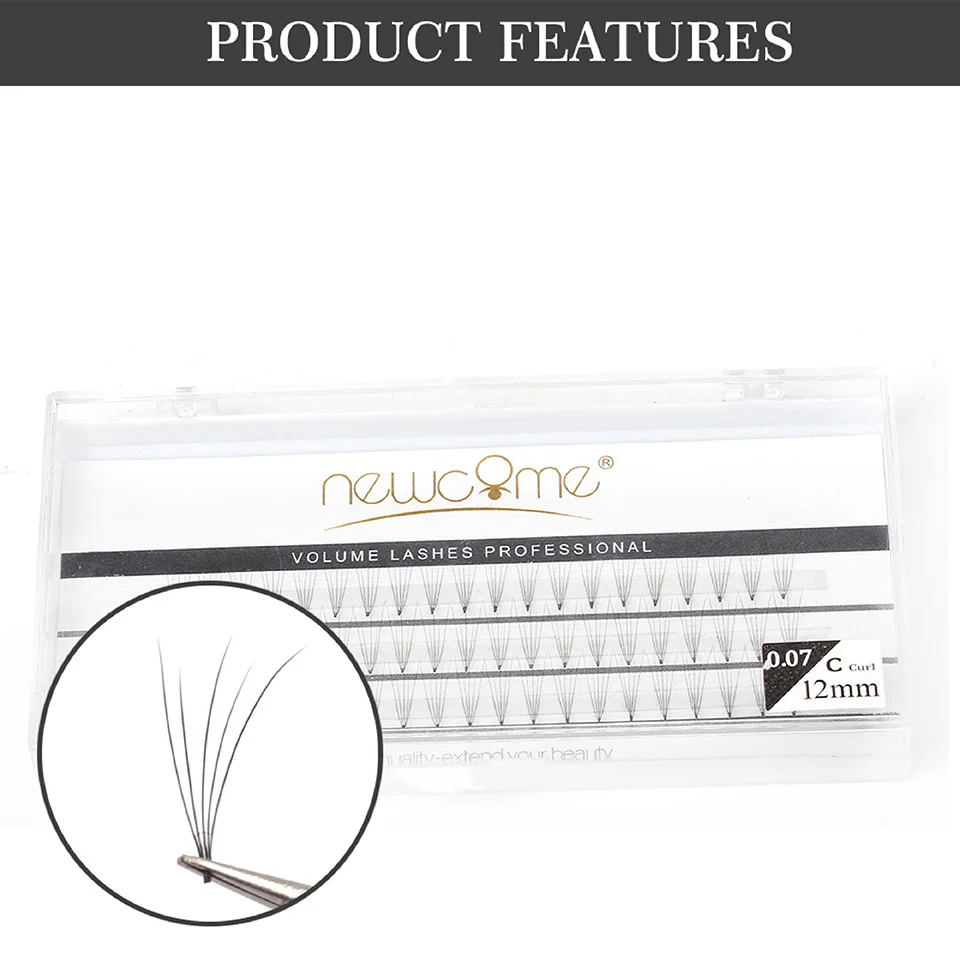 NEWCOME 5D-Wimpern, einzelne Wimpern, Seidenvolumen-Wimpern, natürlich, weich, 0,07 8–15 Länge, hochwertig, für Make-up-Tools, 2 Hüllen