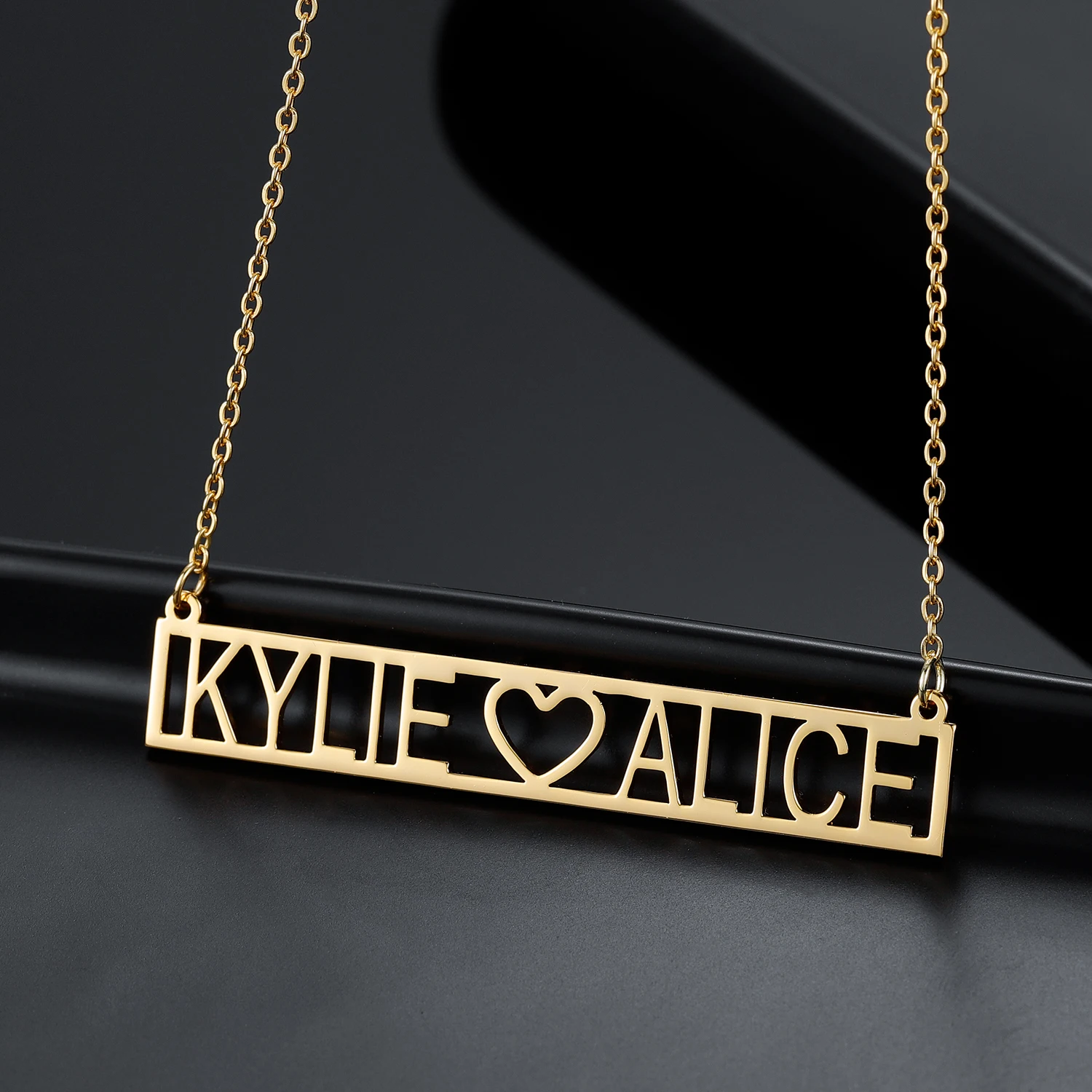 Personalized Hollow Name Necklaces Customized Greek Roman Numeral Date Letters Necklace For Women Jewelry Valentine's Day Gifts