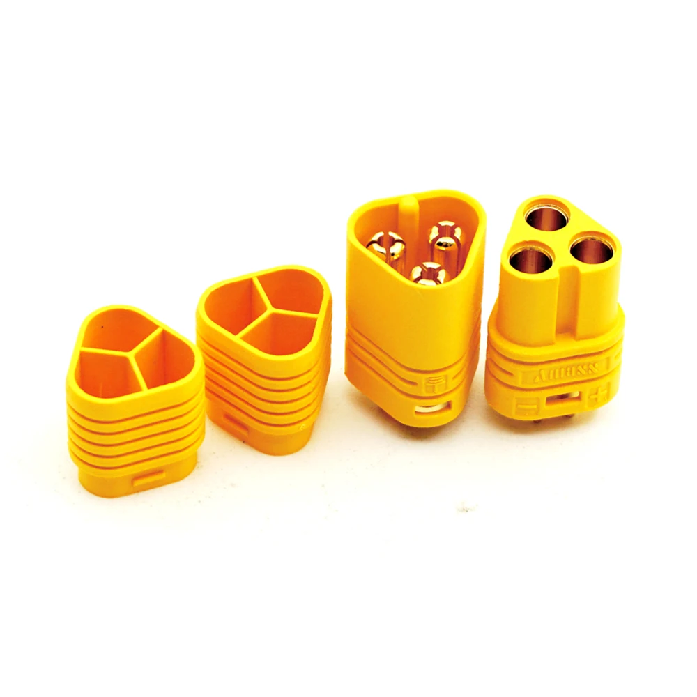 YEAHRUN Yellow MT60 3.5mm 3-pin Motor Connector Bullet Plug Set For RC Model Car Parts Accessories