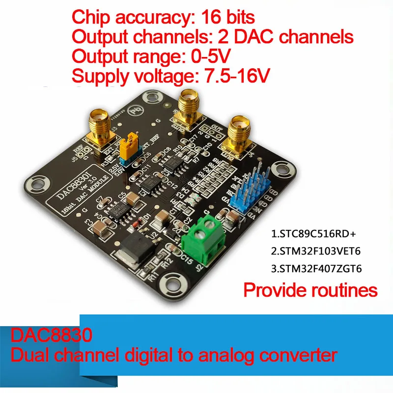 

DAC8830 Module 16-bit DAC Module High-precision Digital-to-analog Converter DAC8830IDR